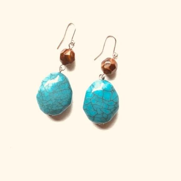 Fashion Statement Turquoise Color Earrings - Picture 1 of 5